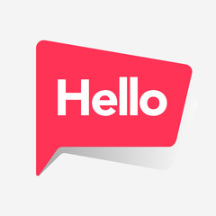 Hello Bubble, Red Speech Message. Hello Speech Message Text Hello in Flat Vector Bubl EPS 10 Illustration.