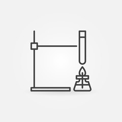 Spirit lamp with test tube concept vector icon or symbol in thin line style