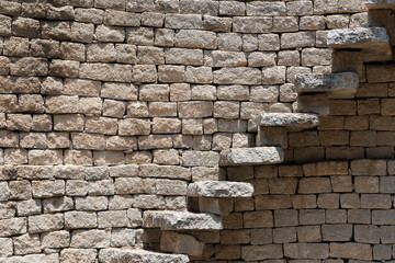 Stone steps along a wall