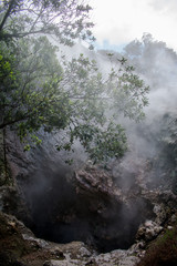 Fototapeta na wymiar Geysers in Furnas valley, Sao Miguel island, Azores, Portugal.