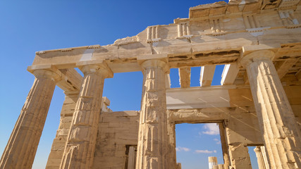 Ancient Greek ruins at the Acropolis in Athens, Greece