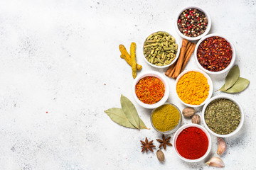 Spices on white stone table. © nadianb