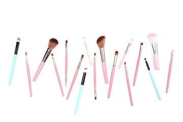 Makeup brushes isolated on white background