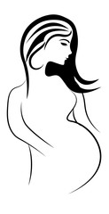 Vector illustration drawing of pregnant women with baby bump