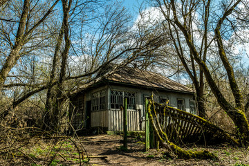 Old abandoned country house in the exclusion zone. Consequences of the Chernobyl nuclear disaster