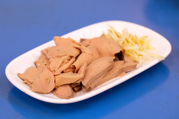 Taiwanese authentic snacks, delicious pork viscera, powdered liver