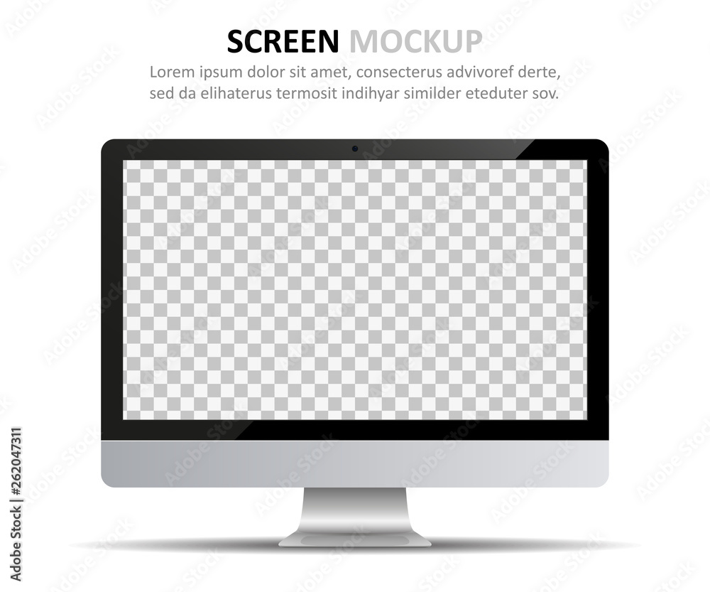 Poster screen mockup. computer monitor with blank screen for design
