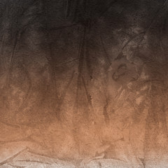 Orange with brown ink and watercolor textures on white paper background. Paint leaks and ombre effects. Hand painted abstract image.