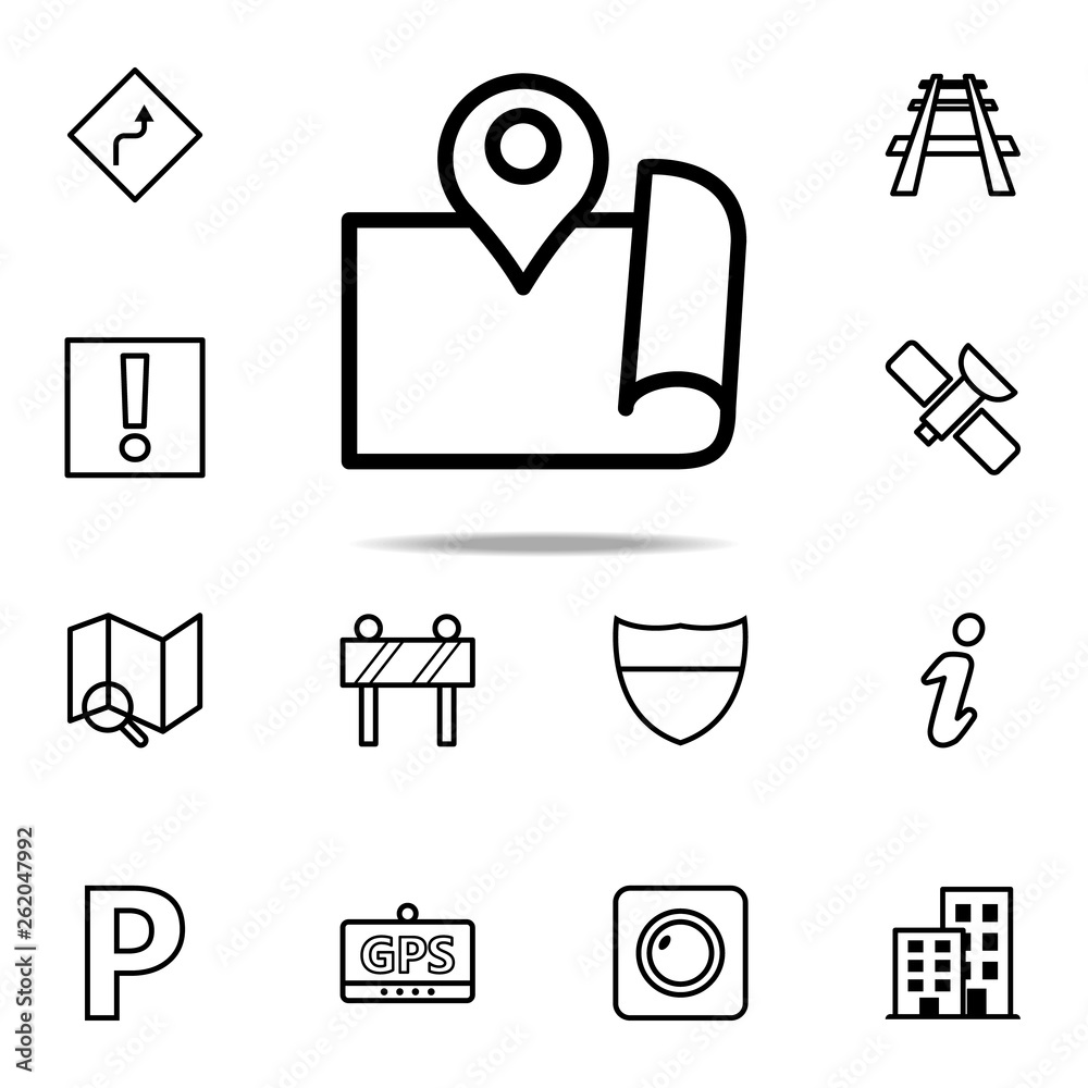 Aufkleber expanded map with pin icon. navigation icons universal set for web and mobile