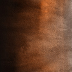 Orange with brown ink and watercolor textures on white paper background. Paint leaks and ombre effects. Hand painted abstract image.