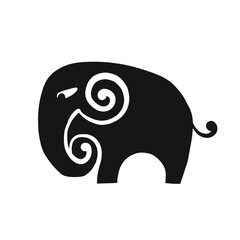 Elephant design, black silhouette