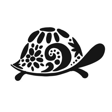 Turtle, black silhouette for your design