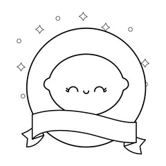 fresh orange with ribbon kawaii character