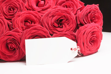 Blank badge with red roses 