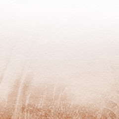 Orange with brown ink and watercolor textures on white paper background. Paint leaks and ombre effects. Hand painted abstract image.