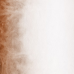 Orange with brown ink and watercolor textures on white paper background. Paint leaks and ombre effects. Hand painted abstract image. © artistmef