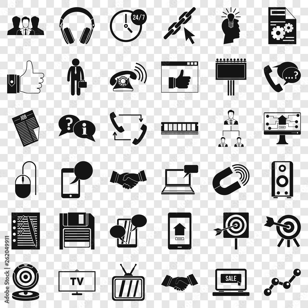 Poster exchange information icons set. simple style of 36 exchange information vector icons for web for any