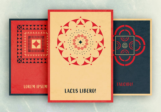 Greeting Card Set with Geometric Patterns