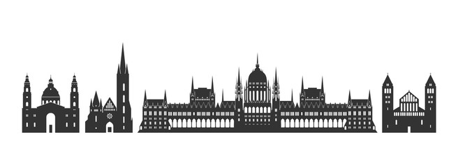 Obraz premium Hungary logo. Isolated Hungarian architecture on white background