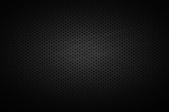 Metal black grid with holes . Vector background
