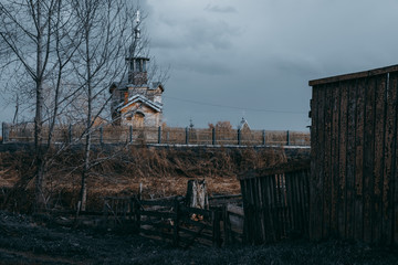 Old wooden Church in the village