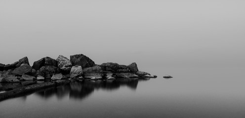 Serene stones on the lake