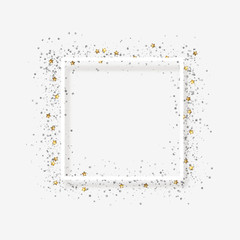 Decorative frame with glitter tinsel of confetti