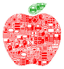 Apple composition icon organized for bigdata and computing illustrations. Vector apple mosaics are organized from computer, calculator, connections, wi-fi, network,