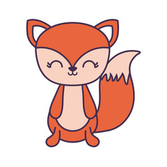 cute fox animal isolated icon