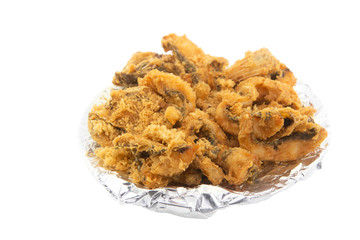 Crispy fish or Fried fish isolated on white background.Clipping path.