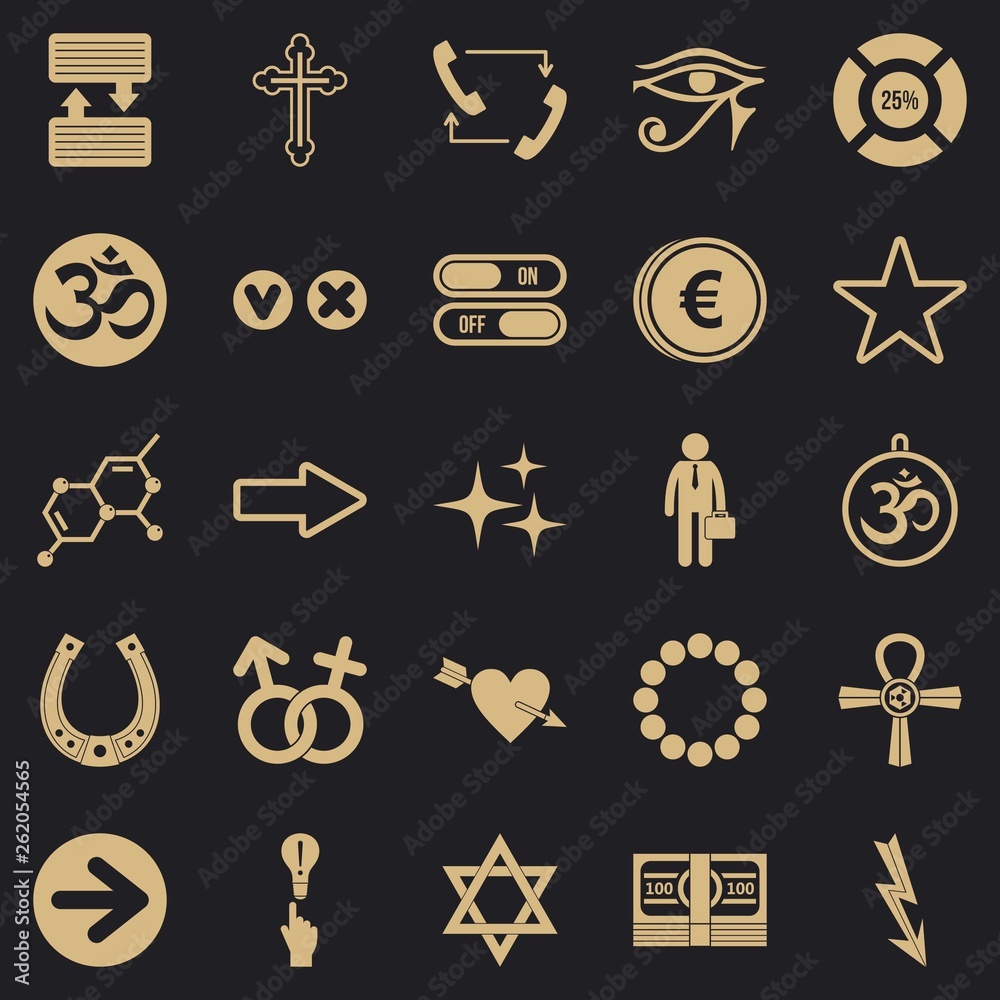 Poster pointer icons set. simple set of 25 pointer vector icons for web for any design