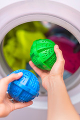 Laundry eco washing thermoplastic spheres