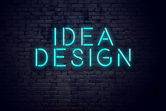 Naklejki Night view of neon sign with inscription idea design