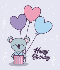 happy birthday card with cute koala