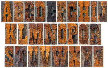 antique French Clarendon wood type alphabet