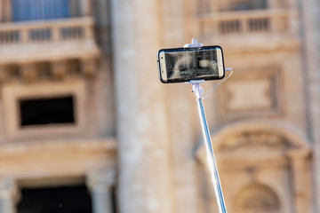 Saint Peter Basilica with people crowd in Vatican Rome