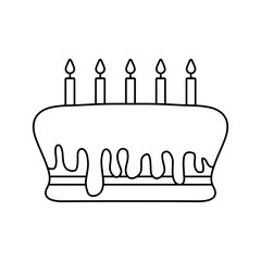 sweet cake of birthday isolated icon
