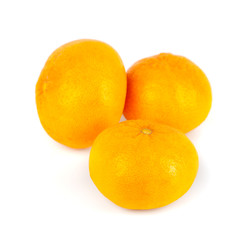 Three tangerines (mandarin) on a white background, fruit