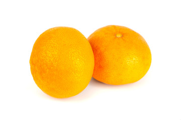 Two tangerines (mandarin) on a white background, fruit