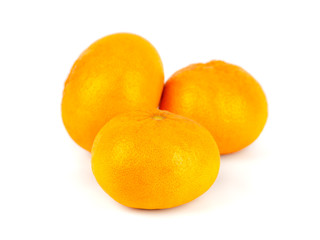 Three tangerines (mandarin) on a white background, fruit