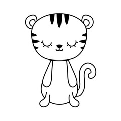 cute tiger animal isolated icon