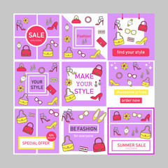 Clothing store social media posts mockups pack