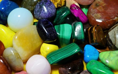 Set of Semi-precious gemstone. Beautiful gemstones minerals. image of many semiprecious stones closeup -