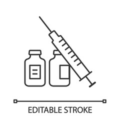Syringe and vials linear icon