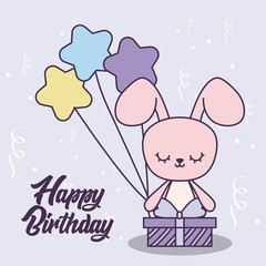 happy birthday card with cute rabbit