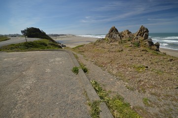 View of the Pacific Coast at Goat Rock Beach, on Highway 1 between Bodega Bay and Jenner in Sonoma...