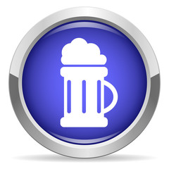 Beer icon. Round bright blue button.