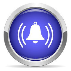 Bell icon. Round bright blue button.