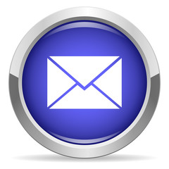 Fototapeta na wymiar Mail icon. Round bright blue button.