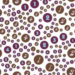 Fototapeta na wymiar Numbers and circles education, school concept. Seamless vector EPS 10 pattern. Flat style